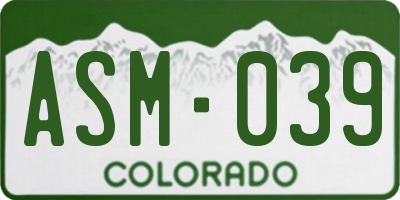 CO license plate ASM039