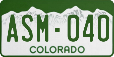 CO license plate ASM040