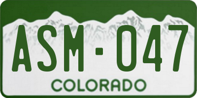 CO license plate ASM047