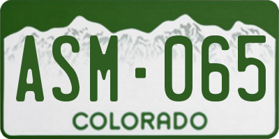 CO license plate ASM065