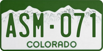 CO license plate ASM071