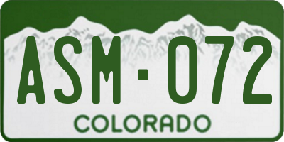 CO license plate ASM072