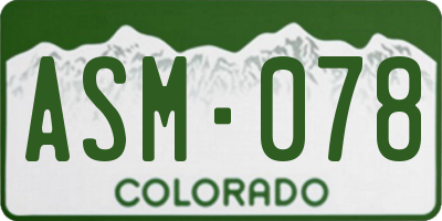 CO license plate ASM078