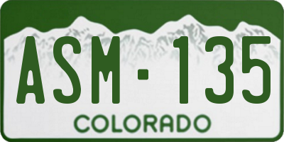 CO license plate ASM135