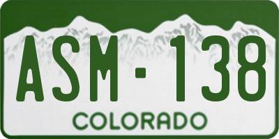 CO license plate ASM138