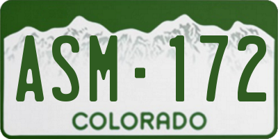 CO license plate ASM172