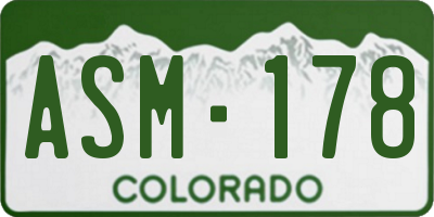 CO license plate ASM178