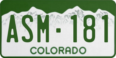 CO license plate ASM181