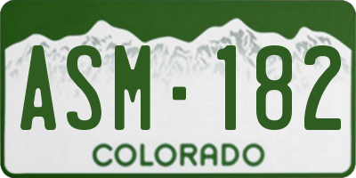CO license plate ASM182