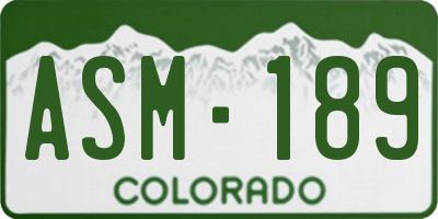 CO license plate ASM189