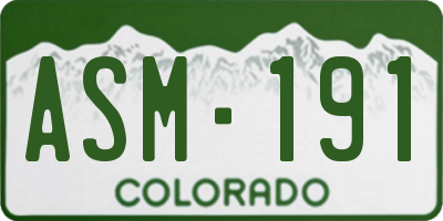 CO license plate ASM191
