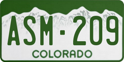 CO license plate ASM209