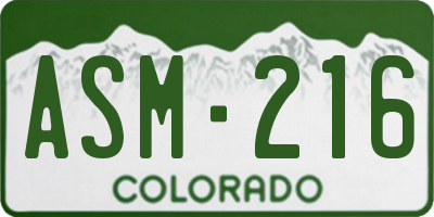 CO license plate ASM216