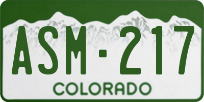 CO license plate ASM217