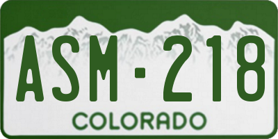 CO license plate ASM218