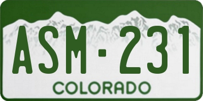 CO license plate ASM231
