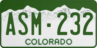 CO license plate ASM232