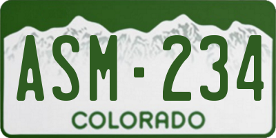 CO license plate ASM234