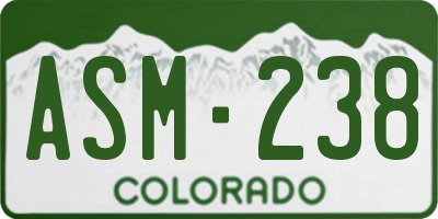 CO license plate ASM238