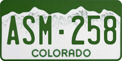 CO license plate ASM258