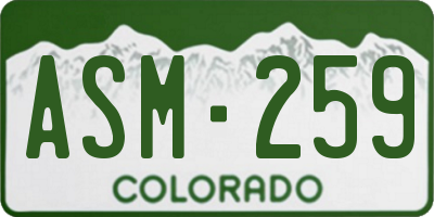 CO license plate ASM259
