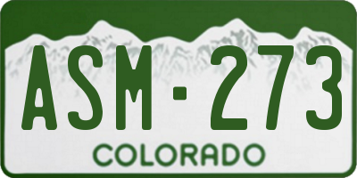 CO license plate ASM273