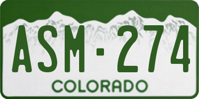 CO license plate ASM274