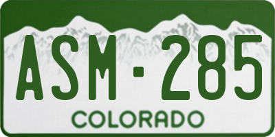 CO license plate ASM285