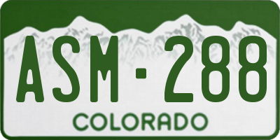 CO license plate ASM288