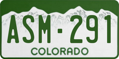 CO license plate ASM291