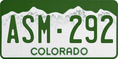 CO license plate ASM292
