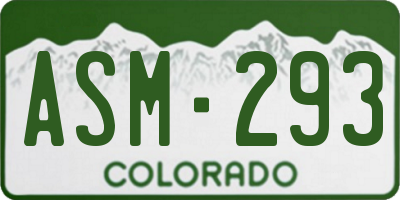 CO license plate ASM293