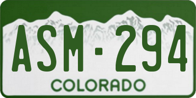 CO license plate ASM294
