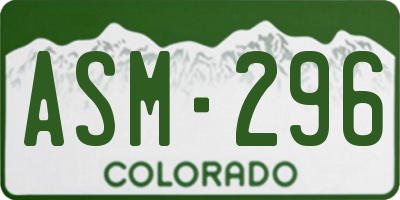 CO license plate ASM296