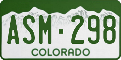 CO license plate ASM298