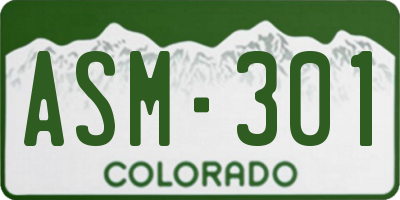 CO license plate ASM301