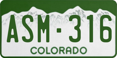 CO license plate ASM316