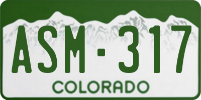 CO license plate ASM317