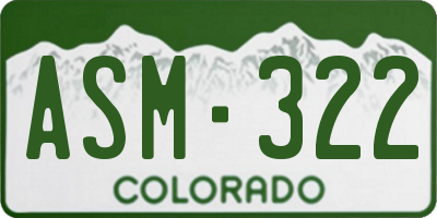 CO license plate ASM322