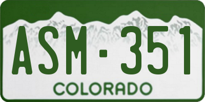 CO license plate ASM351
