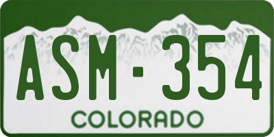 CO license plate ASM354