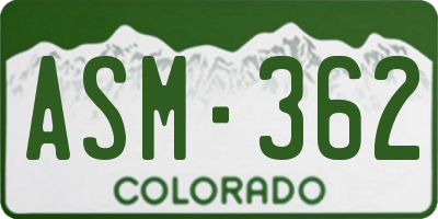 CO license plate ASM362