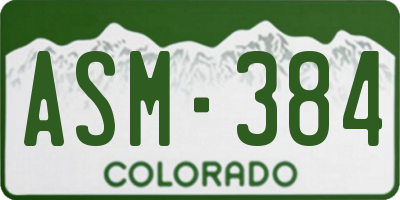 CO license plate ASM384