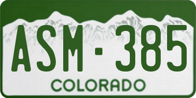 CO license plate ASM385