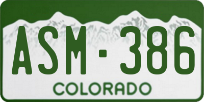 CO license plate ASM386