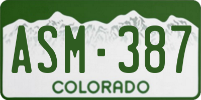 CO license plate ASM387