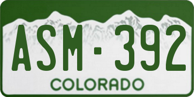 CO license plate ASM392