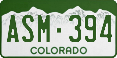 CO license plate ASM394