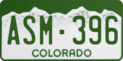 CO license plate ASM396