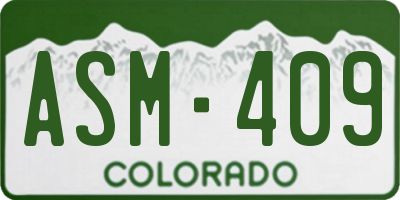 CO license plate ASM409